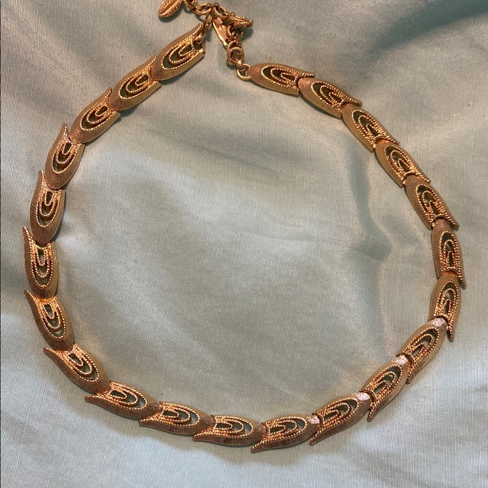 Monet Gold Necklace Intricate Design Statement Piece